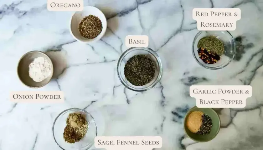 Idealne przyprawy do spaghetti: oregano, bazylia, czosnek, cebula, rozmaryn, tymianek, nasiona kopru i pieprz.